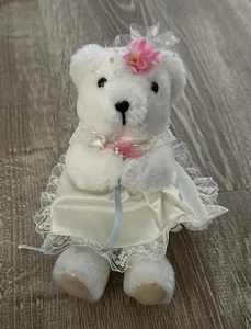 Vintage Russ weißer Hochzeit Teddybär Braut 8 Zoll weiches Plüschtier Stofftier - Bild 1 von 3