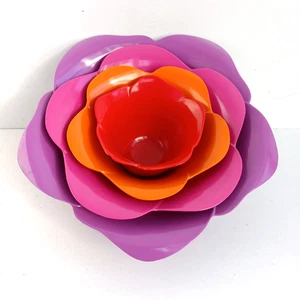 Cuencos apilados de 4 piezas con flores de loto de melamina Zak Design púrpura rosa naranja rojo - Imagen 1 de 20