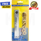 160mm Eyelet PUNCH TOOL WITH GROMMETS Brass Eyelets Gold 10mm washers UK.