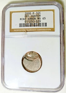 2000-P Roosevelt Dime NGC MS65 Dated 80% Way Off Center Dime Mint Error! - Picture 1 of 6