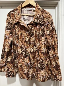 Wutanfälle Vintage Damen XXL Bluse/Jacke braun geblümt Knopfleiste - Bild 1 von 4