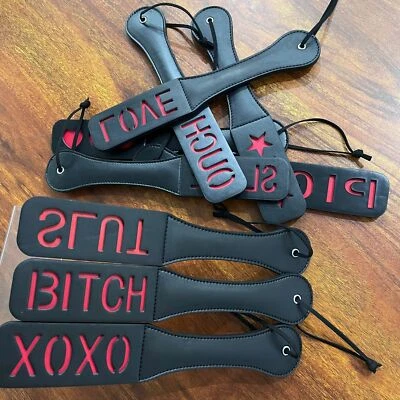 Látigo azotador de cuero PU de doble capa paleta azotes castigo esclavo restricciones Foto 1 de 4