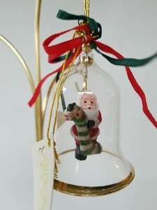 Carlton Cards Christmas Ornament Crystal Bell Santa Vintage - Picture 1 of 4