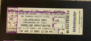 Lollapolooza 2003 Concert Ticket Stub 8/19/2003 at the Shoreline Amphitheater - Picture 1 of 1