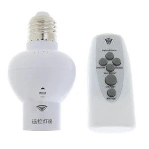 Dimmable Wireless Remote Control E27 Bulb Socket Holder Timer Setting - Picture 1 of 9