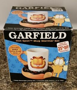 Vintage GARFIELD Hot Spot Mug Warmer Cup Set w/ Box New Cat Comic Strip Book NOS