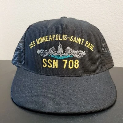 De colección EE. UU. Minneapolis-Saint Paul SSN-708 Submarino Delfines Marina Sub Veterinario Sombrero Para Hombres Foto 1 de 4