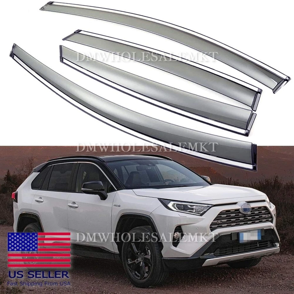 DEFECTIVE For Toyota RAV4 20192024 STICKON CHROME TRIM WINDOW VISOR RAIN G3D - Изображение 1 из 4