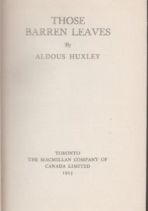 Esas hojas estériles - HC 1925 1a edición especial canadiense - Aldous Huxley - Imagen 1 de 4