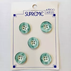 Set 5 bottoni rotondi piatti a quattro fori in plastica verde Supreme vintage 7/8" - Foto 1 di 6
