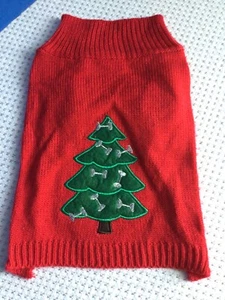 Red Sweater Clothing with Green Christmas Tree for Dogs - Size Small - New - Picture 1 of 5
