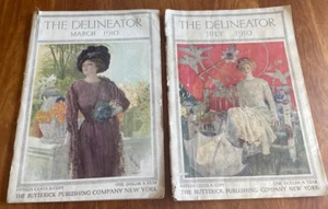 TWO 1910 "THE DELINEATOR" MAGAZINES BUTTERICK FASHION DRESS COLOR PLATES +++ - Picture 1 of 14