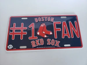 MLB Boston Red Sox #1 Fan License Plate Blue Rare 2009 NWT - Picture 1 of 3