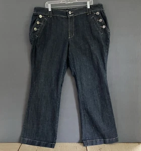 Zana Di Womens 22W Dark Wash Flare Leg Double Button Denim Jeans Y2K Stretch - Picture 1 of 18