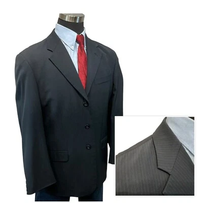 42R Express wool Mens Navy Blue Pinstripe Suit Jacket Sport Coat Blazer Micro - Image 1 of 4