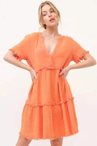 And The Why Washed Stufenkleid mit ausgefransten Details - Bild 1 von 7