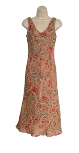 Vestido midi sin mangas de seda para mujer Jones NY Signature talla 6P cachemira hada terroso - Imagen 1 de 5