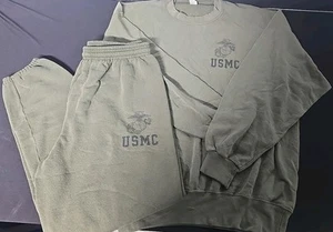 Vintage Marine Corps USMC Soffe Sweatsuit Men’s L Green USA Made READ** - Picture 1 of 7