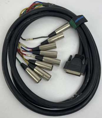 Male 25 Pin AES EBU to 8 x XLR Male 3 Pin Connection Breakout Snake Cable 10' - Image 1 of 4