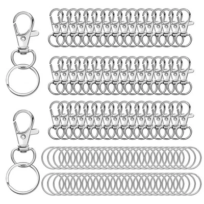 100 Pièce Mousqueton Porte Clé, Pivotant Keychain, Kit Porte Clé a Fabriquer ... - Photo 1/4