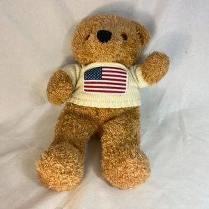 #8262 VTG BEVERLY HILLS TEDDY BEAR CO AMERICAN FLAG SWEATER STUFFED PATRIOT 13IN - Picture 1 of 8