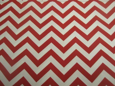 Cotton FAbric Canvas Red and  White Large  Chevron Zig Zag 2 yd 15" x 54 - Image 1 of 4