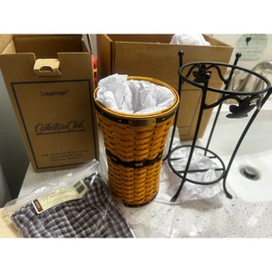 Longaberger JW Collection Miniature Umbrella Basket & Wrought Iron Stand NEW - Picture 1 of 3