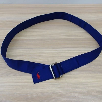 Cinturón Vintage Polo Ralph Lauren 34 M Azul Rojo Pony Logo Cinta Grosgrain Hecho en EE. UU. Foto 1 de 4