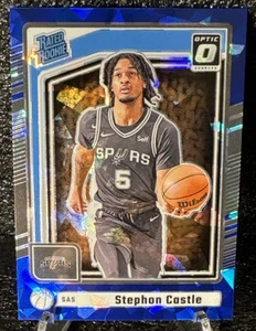 Stephon Castle 2024-25 Panini Donruss Rated Rookie Ottica Blu Cracked Ice Rc - Foto 1 di 3