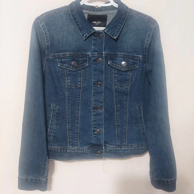 Chaqueta de mezclilla para mujer Nine West Jeans Sarah índigo talla mediana mezcla de algodón Foto 1 de 4