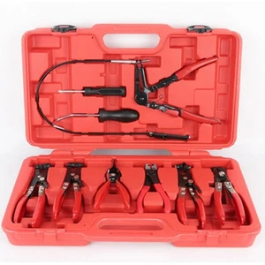 9Pcs Hose Clamp Ring Plier Clip Set Flexible Cable Plier Swivel Jaw Tool Remover - Picture 1 of 23
