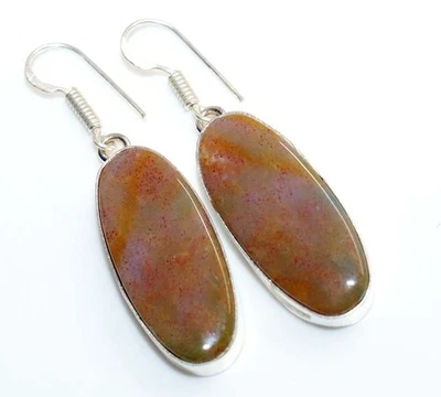 925 镀银大簇血石耳环珠宝首饰尺寸 1.8 GW — 第 1/3 张图片