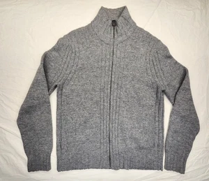 Men’s Vintage Express Full Zip Mock Neck Cardigan 100% Lambswool With Pockets - Picture 1 of 12