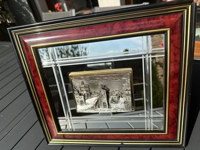 QUADRO IN BASSORILIEVO ARGENTO 925-SPECCHIO SCANALATO-PAESAGGIO IN RILIEVO-DESCA - Immagine 1 di 4