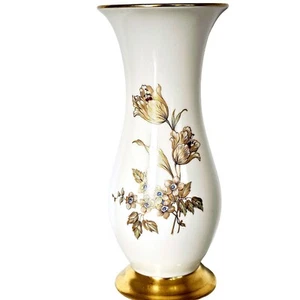 Jarrón Krautheim Floral Dorado 10" Regencycore Selb Baviera Alemania Acento Dorado - Imagen 1 de 10