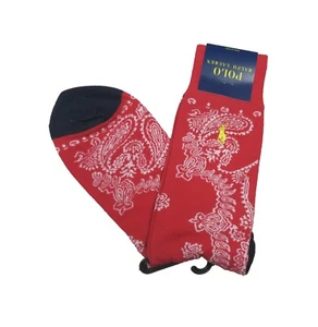 Polo Ralph Lauren Men's Red Bandana Print Dress Socks - Picture 1 of 1