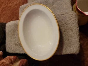 1  Antique THEODORE HAVILAND LIMOGES FRANCE 9 3/8" Oval Bowl  White Gold Trim - Picture 1 of 7