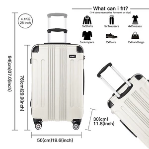 Beige 28Inch Hard Shell Travel ABS Suitcase Large 4 Wheels Check-In Luggage - Picture 1 of 5
