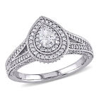 Amour 14K White Gold Pear-Cut Diamond Double Halo Split Shank Engagement Ring