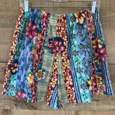 Pantalones Cortos Vintage Años 80 Floral Estampado Mixto Cintura Elástica Talla S/M EE. UU. Foto 1 de 3