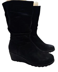 Dansko Cassy Wedge Suede Boot Black Leather Womens EU 40 US 9.5 - Picture 1 of 6
