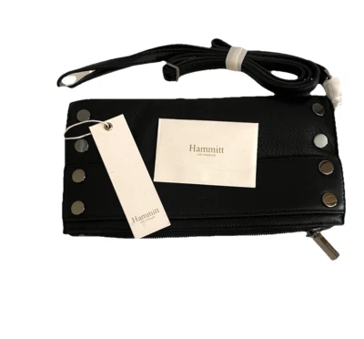 Hammitt Ryan Leather Black Clutch Crossbody Gunmetal NWT Handle Bar Passthrough - Image 1 of 4