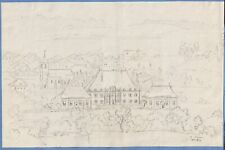 Herrenhaus Schloss Stadtansicht Architektur Biedermeier drawing Zeichnung 1829