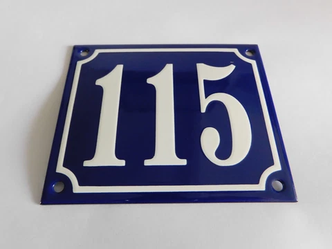 Vintage / Antique French Handmade 4.75 x 4" Enamel Plaques House Number Sign 115 Cover