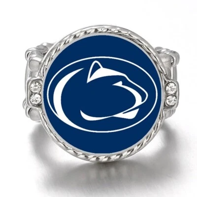 Anillo Penn State Nittany Lions para mujer plata cristal acento con paquete de regalo D12 Foto 1 de 4