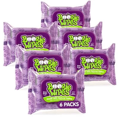 Boogie Wipes Grape Scent Saline Wipes 30 Count Gentle Clean for Kids - Image 1 of 4
