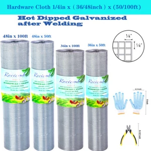 Alambre de pollo conejo cercado de metal agujero de 1/4 de pulgada galvanizado soldado herrajes paño - Imagen 1 de 13