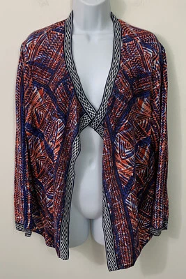 NWT Nic + Zoe Size 1X Women’s Open Front Red White Blue Cardigan Sweater - Image 1 of 4