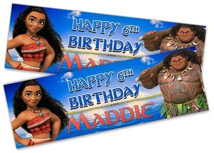 x2 Personalised Birthday Banner Moana Children Kids Party Decoration Poster 10 - Picture 1 of 4