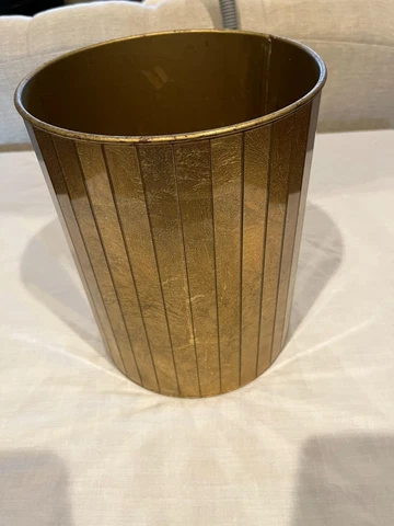 Vintage RANSBURG Gold Foil wastepaper basket 1960's Cover
